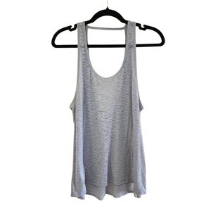 Lululemon Gray Athletic Tank Top Scoop Neck Low Back Slub Knit Sz M